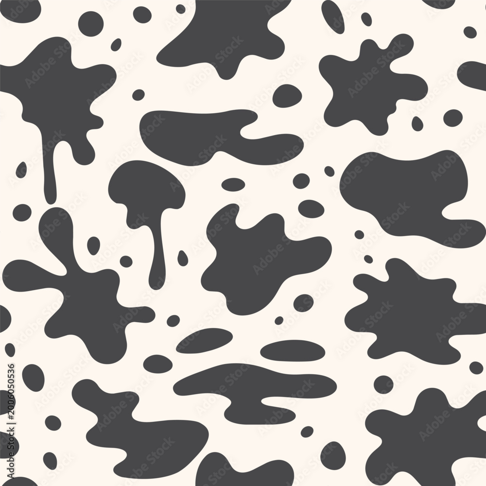 Fototapeta premium Abstract Black Ink Splats Seamless Pattern