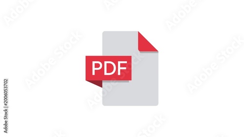 PDF File Format Icon Animation with Digital Document and Image Extension Concept. Transparent background. 4K resolution