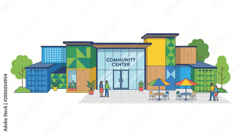 Fototapeta premium Modern Urban Community Center Building Vector