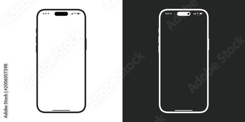 Black and white realistic vector mockup of smart phone. iphone vector illustration