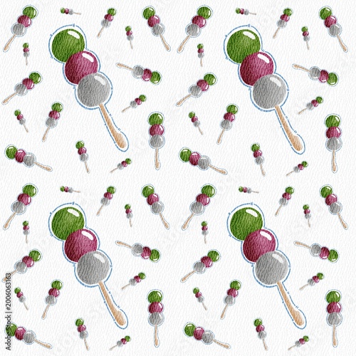 Принти на полотні Multiple Hanami Dango Sticks with Green, Pink, and White, Japanese Traditional F