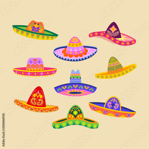 Mexican Object Sombrero Hat Illustration