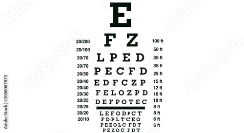 Snellen Eye Chart Vector Illustration for Vision Testing