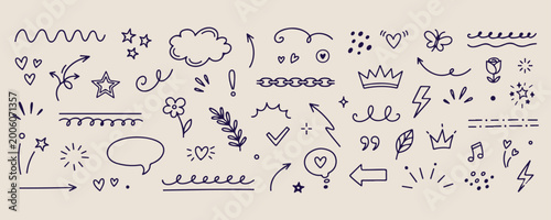 Photos Minimal hand drawn abstract lines set, presentation arrow dividers line illustra