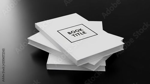Minimalist Stack of White Books with Placeholder Title on Dark Background