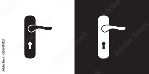Tableau sur toile Minimalist Silhouette of Lever-Style Door Handle with Keyhole on Vertical Backpl