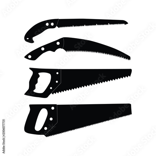 Hacksaw black silhouette illustration on white background vol 08