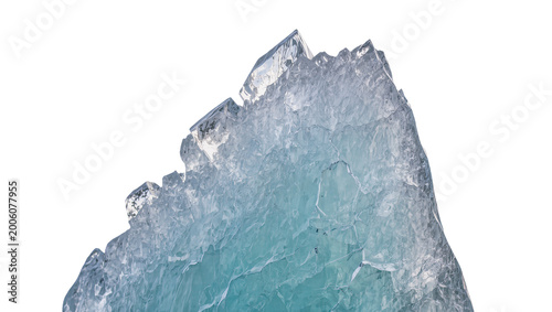 Quadro su tela Jagged translucent ice shard with blue tint, isolated on transparent background