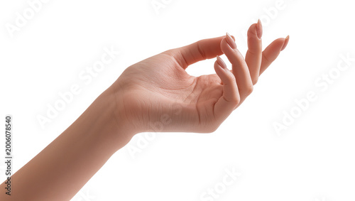 Konstfotografi Delicate female hand with manicured nails, isolated on transparent background