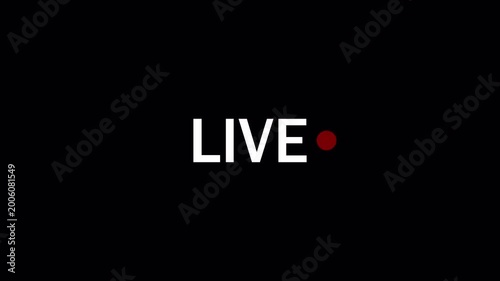 Live button Animation on transparent background,  live streaming icon animation, live streaming and broadcast icon with alpha channel.