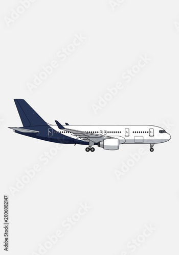 Fotografija Vector Illustration of a Modern Commercial Passenger Airplane Side Profile on Wh