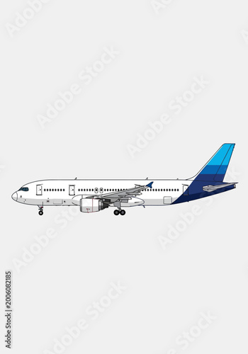 Photos Modern Passenger Jet Airliner Illustration, Side View Commercial Airplane with B