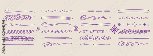 Photos Minimal hand drawn highlighter swashes set, text emphasis underline strokes line