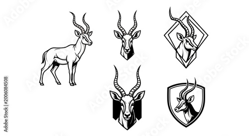 Elegant Antelope Illustrations - A Collection of Striking Designs.