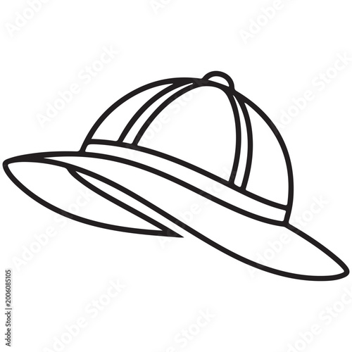 Fotografi Pith helmet vector icon in black and white line art