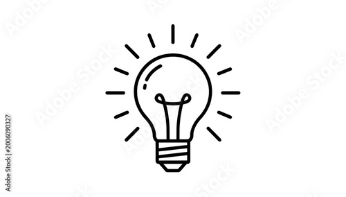 creative lightbulb idea concept with glowing rays flat icon design for innovation and inspiration