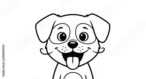 Cute Cartoon Dog Face Coloring Page for Kids