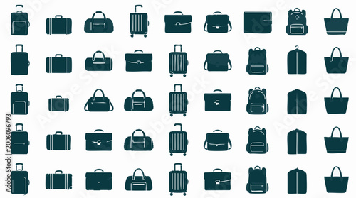 Fényképezés Set of various travel luggage and bags icons, flat design style