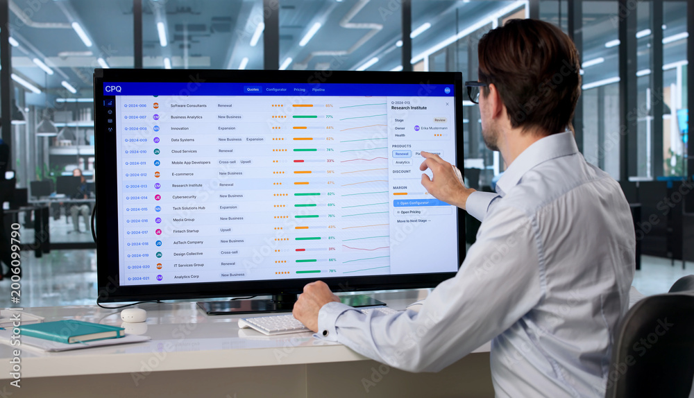Obraz premium Sales Manager Configures Pricing Software