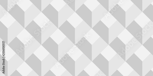 Abstract square white grid tiles cubic shape backdrop texture. cube geometric wall and floor vector diamond hexagon triangle wallpaper background.