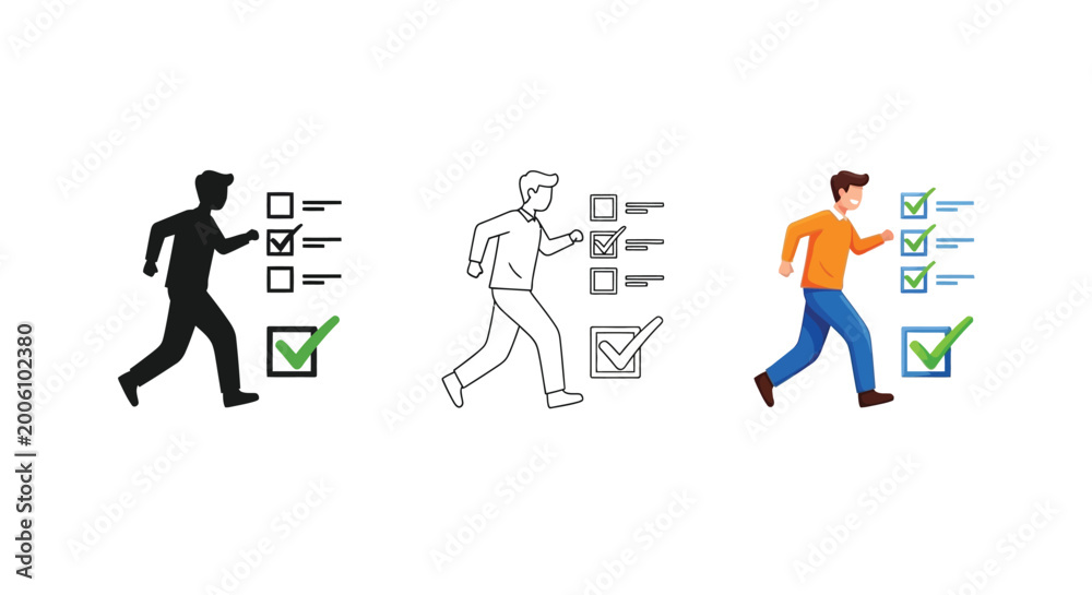 Fototapeta premium Silhouette illustration showing two human heads exchanging information through a bridge of symbolic visual icons