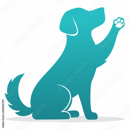 Stylized Silhouette of a Dog Waving Paw