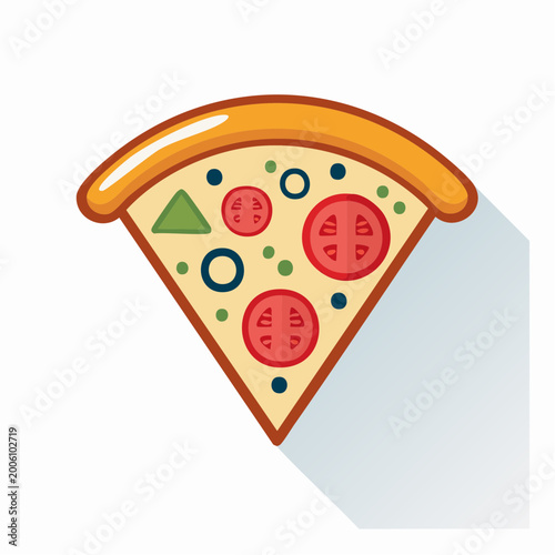 Stylized Slice of Pizza with Tomatoes and Olives