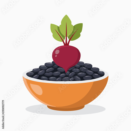 Beetroot and Black Beans in Bowl