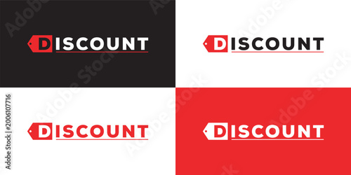 word mark discount minimalist logo design vector inspiration.