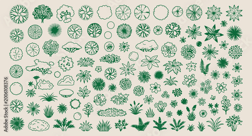 Photos Tree and shrub top view plan, landscape architecture vegetation icons, green gar