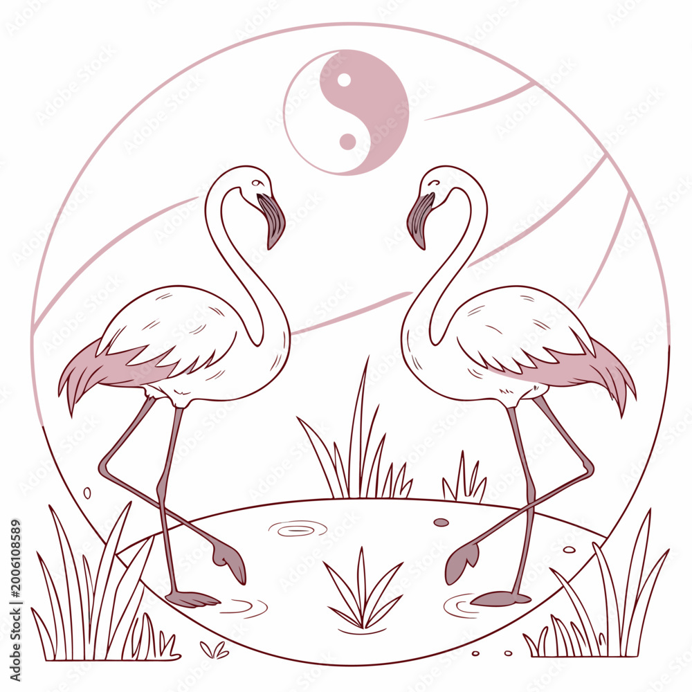 Obraz premium Flamingo Symmetry Harmony Vector
