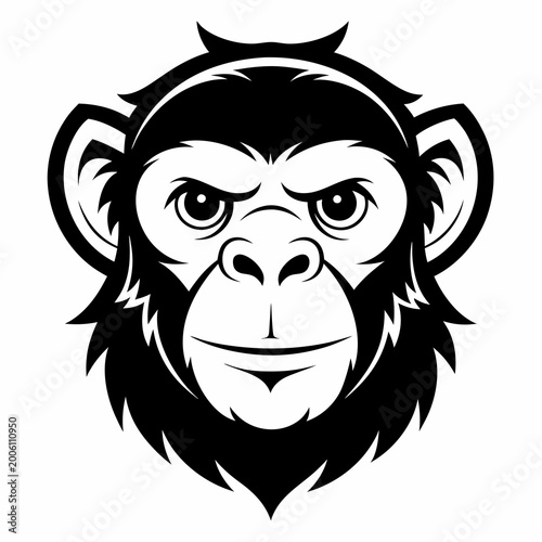 Black and white chimpanzee face illustration