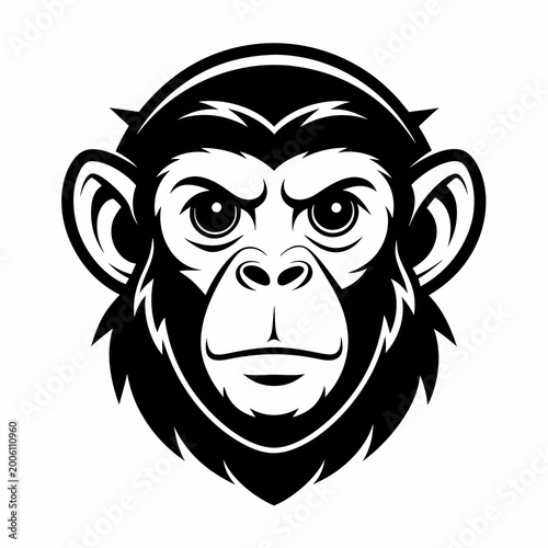 Black and white chimpanzee face illustration