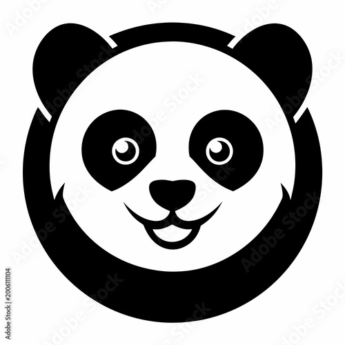 Smiling black and white panda icon