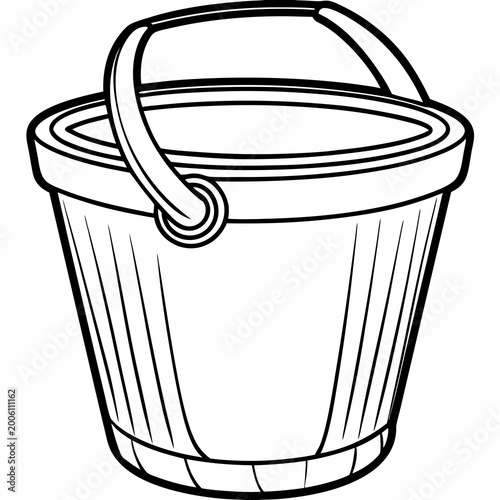 Old metal bucket with handle illustration