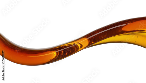 Tableau sur toile Amber liquid stream flowing in a smooth curve, isolated on transparent backgroun