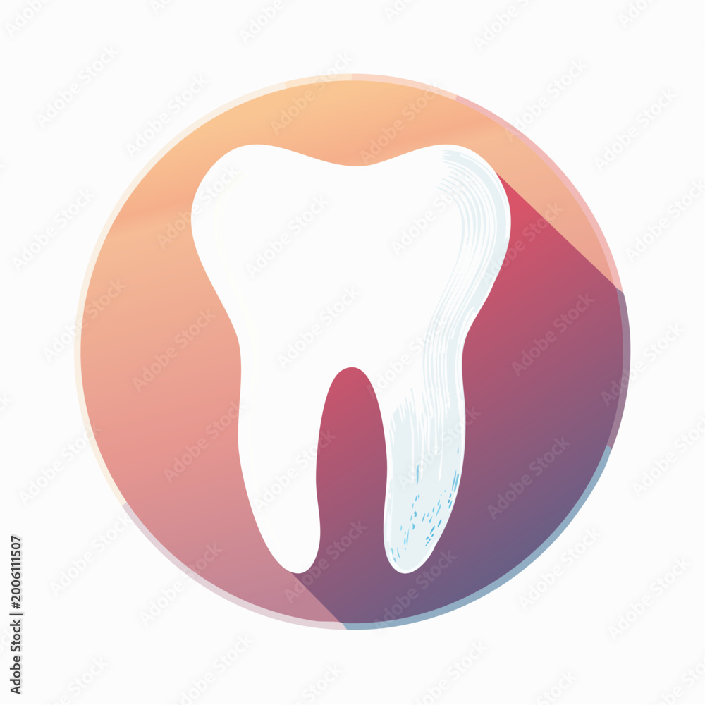 Obraz premium Stylized Tooth Icon with Gradient Background and Shadow