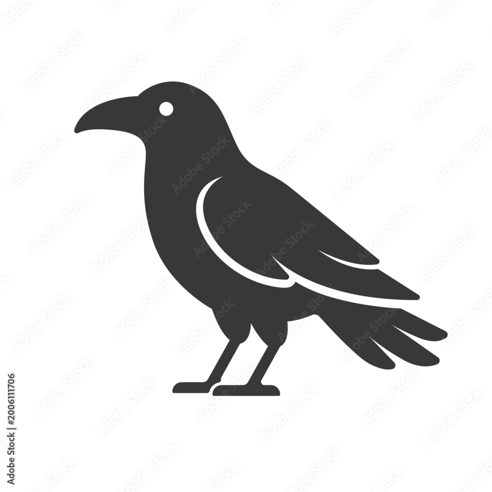 Obraz premium raven silhouette Flat Icon vector illustration