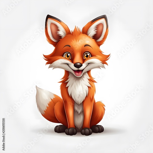 Cartoon happy fox isolated on white background