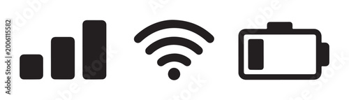 Fotografía Modern mobile status bar indicators set featuring signal strength bars wifi connection and battery power levels