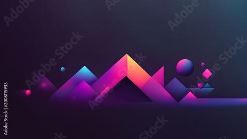 Gradient geometric shapes on dark background design