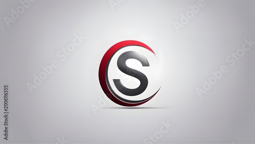 Minimalistic s logo design with abstract dark silver and light red