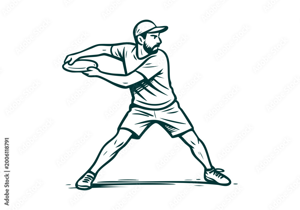 Fototapeta premium Disc Golf hand drawn simple sketch vector illustration