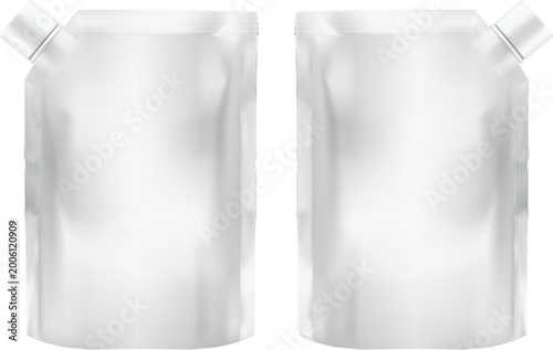 Pouch with White plastic food packaging  serrated edge isolated