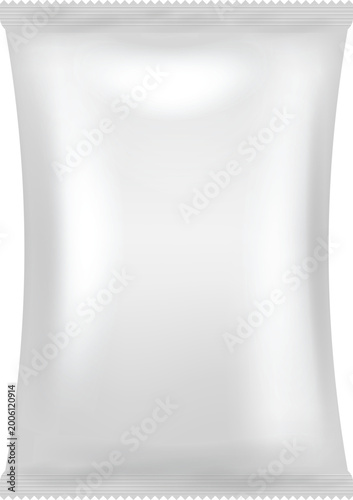 White plastic food packaging  pouch 