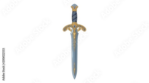 Elegant Steel Sword on a Clean White Backdrop