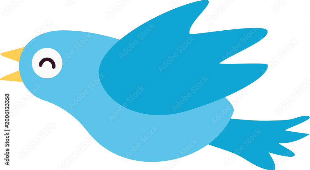 Fototapeta premium Cute Blue Bird Flying Vector Icon