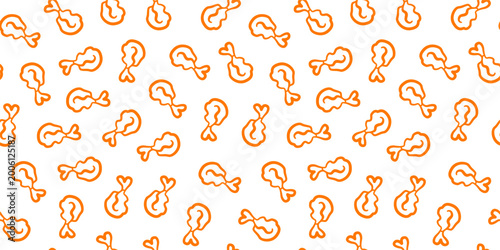 Chicken leg seamless pattern. Chicken drumstick pattern. fried chicken seamless pattern background. doodle fried chicken pattern background. fast food background.