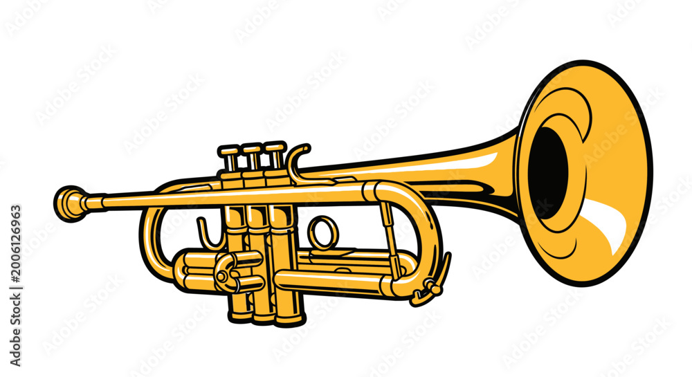 Obraz premium gold trumpet illustration musical instrument shiny brass