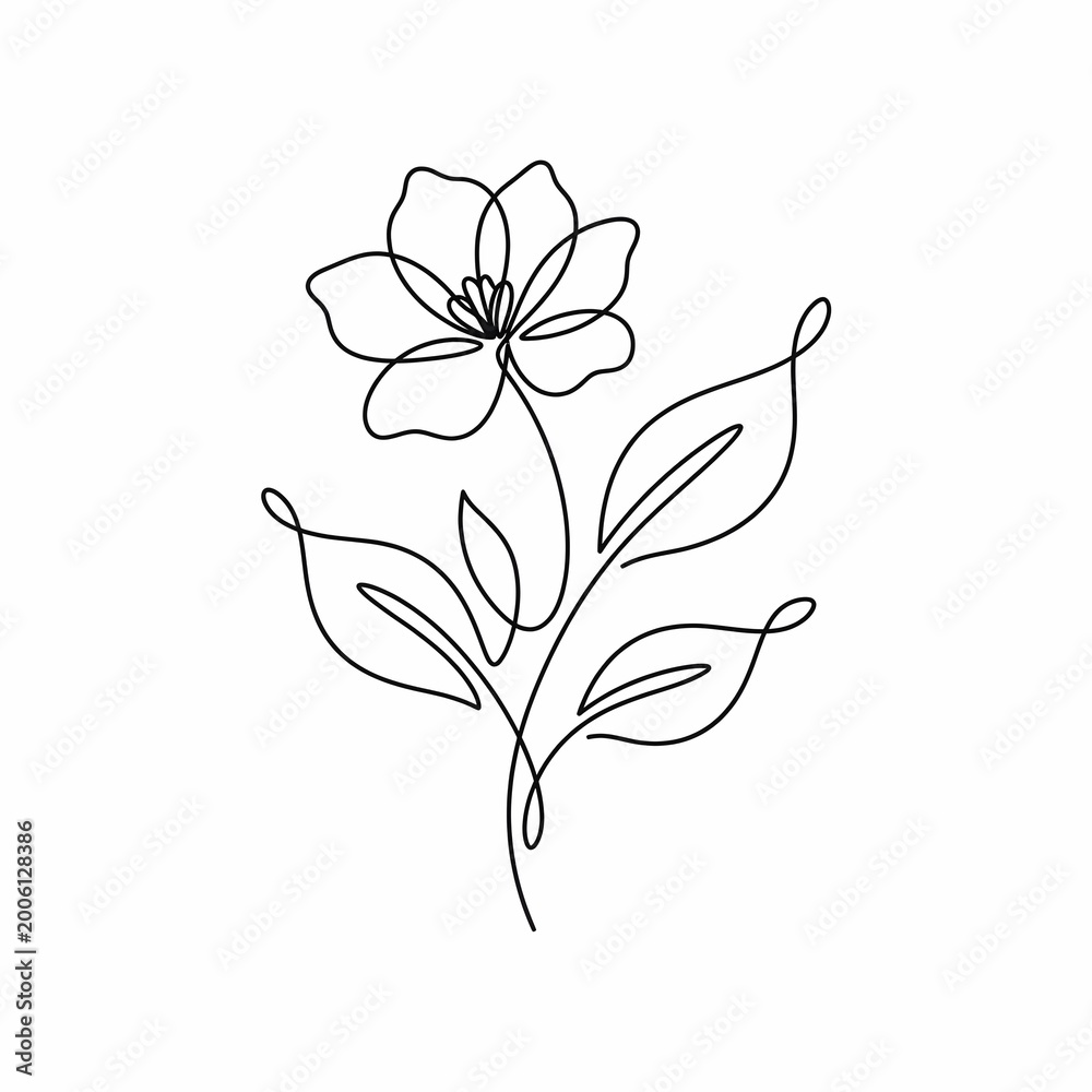 Obraz premium Minimalist Continuous Line Art Flower Illustration
